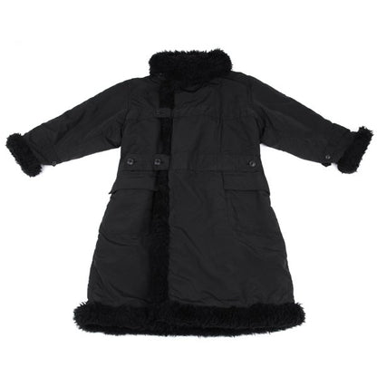 ISSEY MIYAKE MEN Poly Fur Trim Padded Long Coat Black Size M