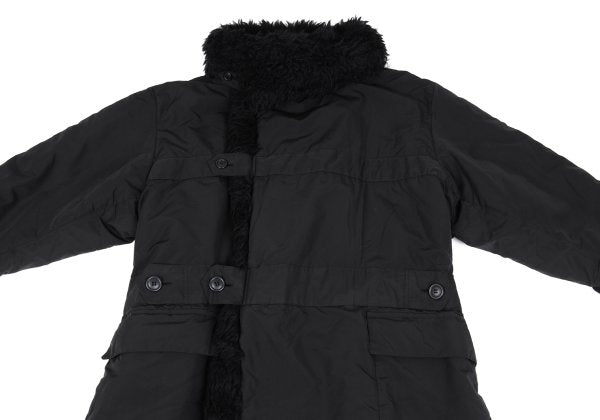 ISSEY MIYAKE MEN Poly Fur Trim Padded Long Coat Black Size M