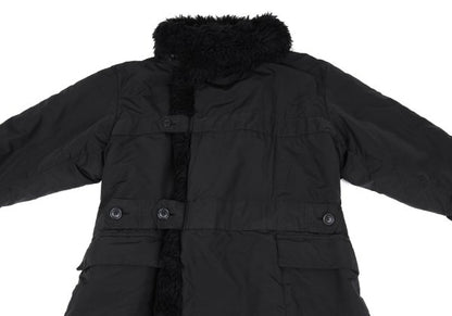ISSEY MIYAKE MEN Poly Fur Trim Padded Long Coat Black Size M