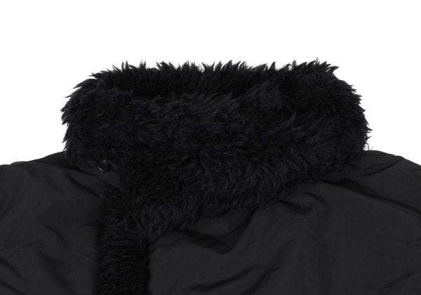 ISSEY MIYAKE MEN Poly Fur Trim Padded Long Coat Black Size M