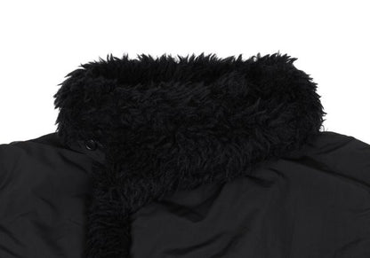 ISSEY MIYAKE MEN Poly Fur Trim Padded Long Coat Black Size M