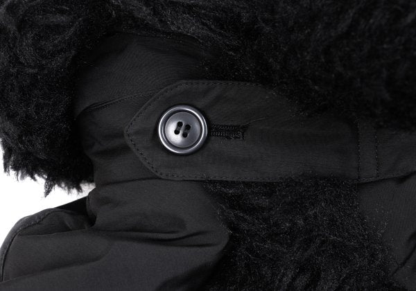 ISSEY MIYAKE MEN Poly Fur Trim Padded Long Coat Black Size M