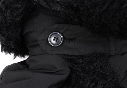 ISSEY MIYAKE MEN Poly Fur Trim Padded Long Coat Black Size M