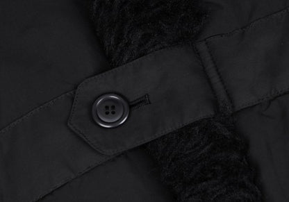 ISSEY MIYAKE MEN Poly Fur Trim Padded Long Coat Black Size M