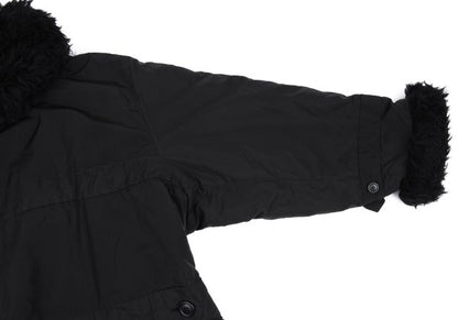 ISSEY MIYAKE MEN Poly Fur Trim Padded Long Coat Black Size M