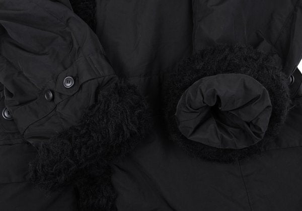 ISSEY MIYAKE MEN Poly Fur Trim Padded Long Coat Black Size M