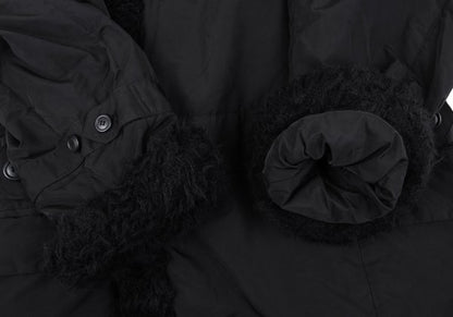 ISSEY MIYAKE MEN Poly Fur Trim Padded Long Coat Black Size M