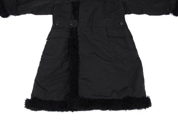 ISSEY MIYAKE MEN Poly Fur Trim Padded Long Coat Black Size M
