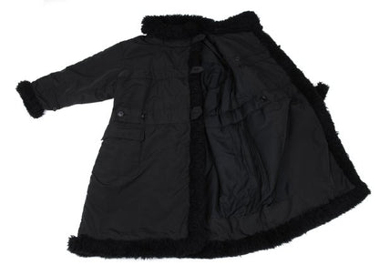 ISSEY MIYAKE MEN Poly Fur Trim Padded Long Coat Black Size M