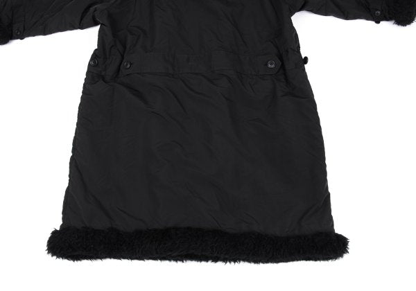 ISSEY MIYAKE MEN Poly Fur Trim Padded Long Coat Black Size M
