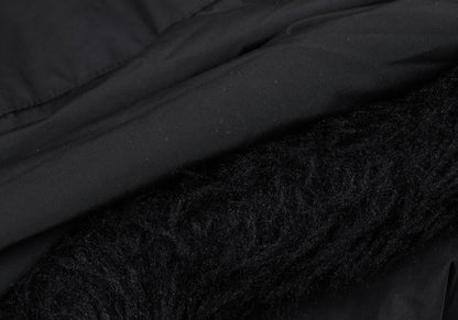 ISSEY MIYAKE MEN Poly Fur Trim Padded Long Coat Black Size M