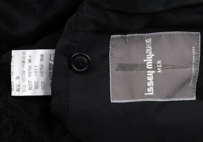 ISSEY MIYAKE MEN Poly Fur Trim Padded Long Coat Black Size M
