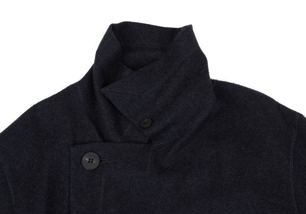 ISSEY MIYAKE MEN Alpaca Wool Leather Belted Coat Navy Size 2