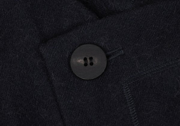 ISSEY MIYAKE MEN Alpaca Wool Leather Belted Coat Navy Size 2