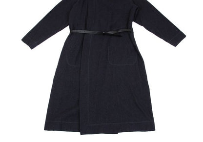 ISSEY MIYAKE MEN Alpaca Wool Leather Belted Coat Navy Size 2