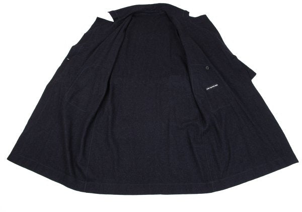 ISSEY MIYAKE MEN Alpaca Wool Leather Belted Coat Navy Size 2