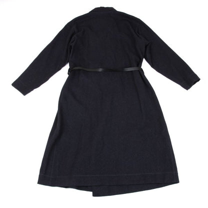 ISSEY MIYAKE MEN Alpaca Wool Leather Belted Coat Navy Size 2