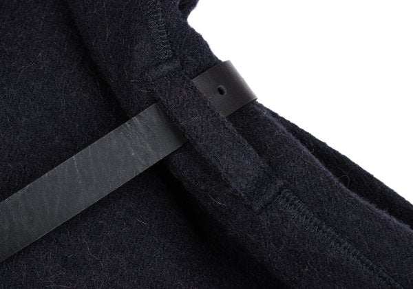 ISSEY MIYAKE MEN Alpaca Wool Leather Belted Coat Navy Size 2