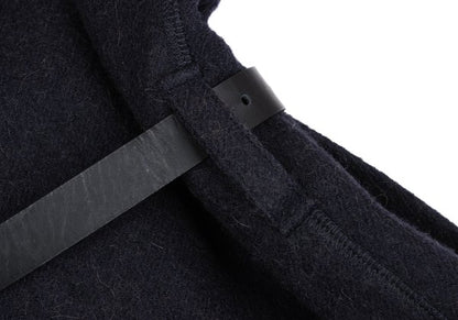 ISSEY MIYAKE MEN Alpaca Wool Leather Belted Coat Navy Size 2