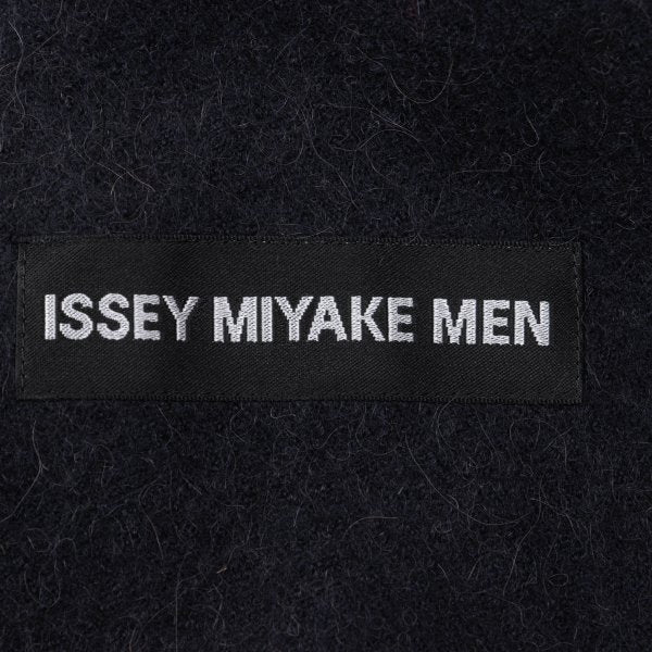 ISSEY MIYAKE MEN Alpaca Wool Leather Belted Coat Navy Size 2