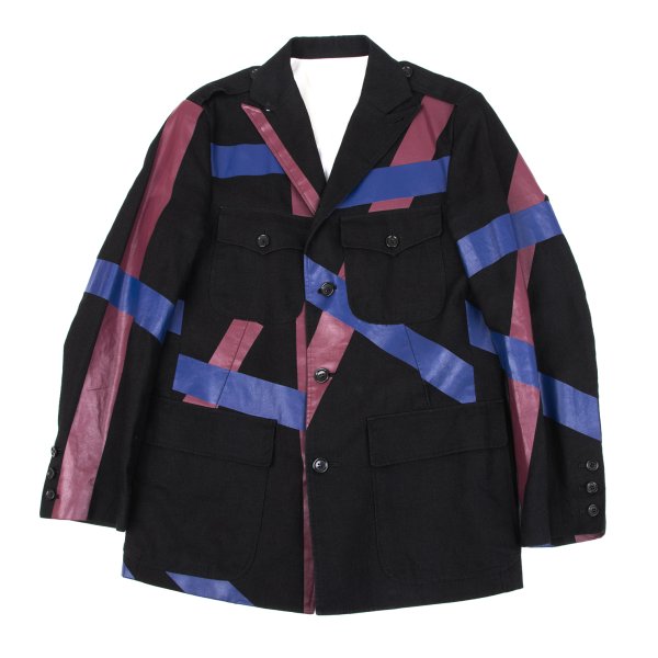 MASAKI MATSUSHIMA Linen Pigment Print Jacket Black Size 2