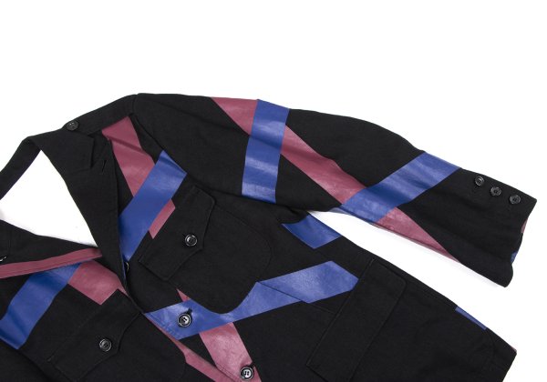 MASAKI MATSUSHIMA Linen Pigment Print Jacket Black Size 2
