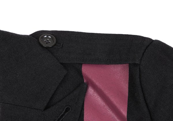 MASAKI MATSUSHIMA Linen Pigment Print Jacket Black Size 2