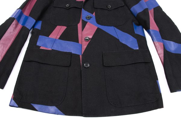 MASAKI MATSUSHIMA Linen Pigment Print Jacket Black Size 2