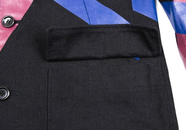 MASAKI MATSUSHIMA Linen Pigment Print Jacket Black Size 2
