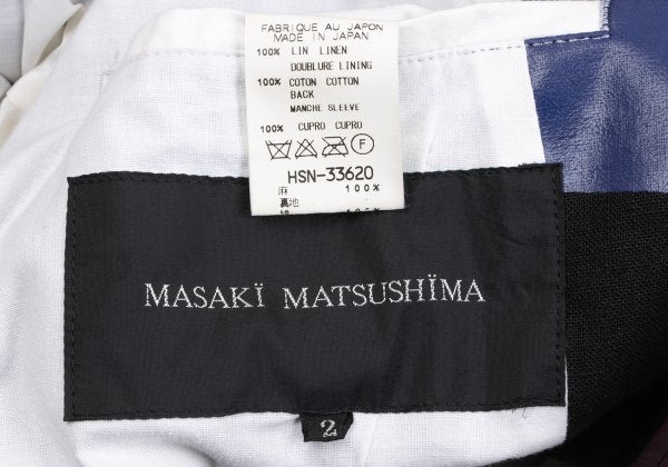 MASAKI MATSUSHIMA Linen Pigment Print Jacket Black Size 2
