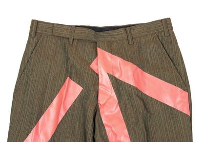 MASAKI MATSUSHIMA Wool Blend Pigment Line Pants Khaki Size 2