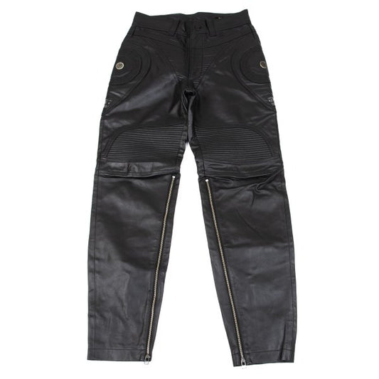 YOSHIYUKI KONISHI Paneled Leather Biker Pants Black Size 2