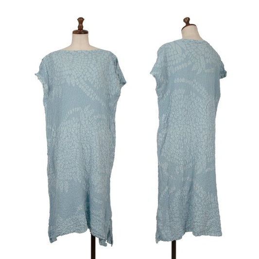 ISSEY MIYAKE me Dyed Cauliflower Tunic Light Blue Blouse Size F