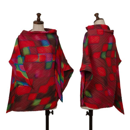 ISSEY MIYAKE Graphic Print Bias Pleat Blouse Multi Size 2