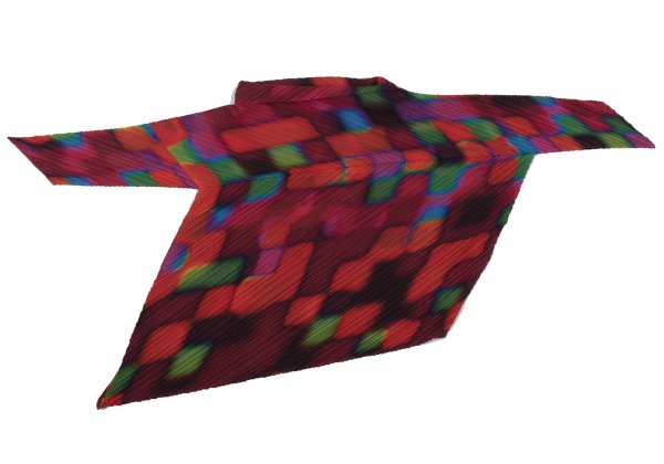 ISSEY MIYAKE Graphic Print Bias Pleat Blouse Multi Size 2