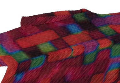 ISSEY MIYAKE Graphic Print Bias Pleat Blouse Multi Size 2