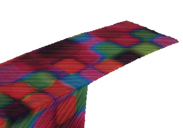 ISSEY MIYAKE Graphic Print Bias Pleat Blouse Multi Size 2