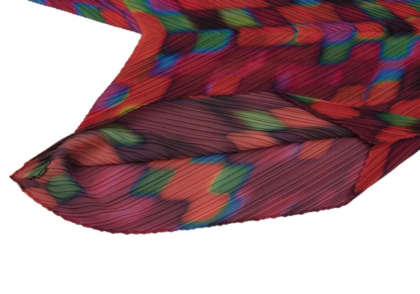 ISSEY MIYAKE Graphic Print Bias Pleat Blouse Multi Size 2