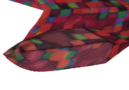 ISSEY MIYAKE Graphic Print Bias Pleat Blouse Multi Size 2