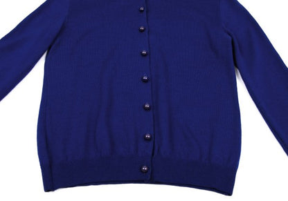 Boutique Moschino Wool Crewneck Cardigan Blue Size 40