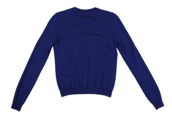 Boutique Moschino Wool Crewneck Cardigan Blue Size 40