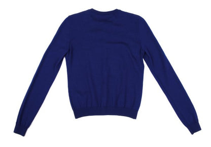 Boutique Moschino Wool Crewneck Cardigan Blue Size 40