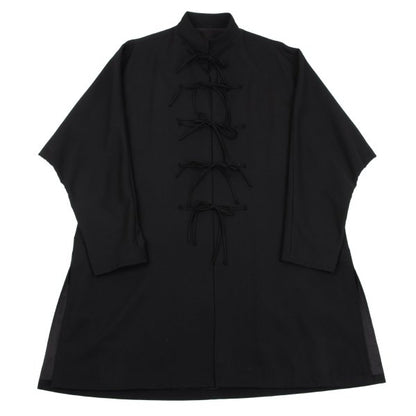 B Yohji Yamamoto Wool Gabardine Long Jacket Black Size 3