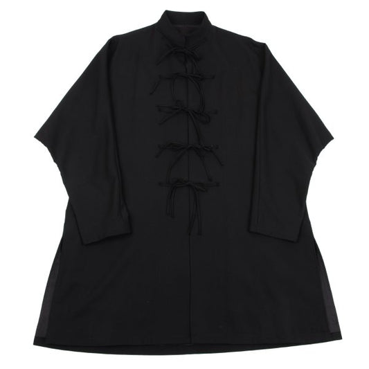 B Yohji Yamamoto Wool Gabardine Long Jacket Black Size 3