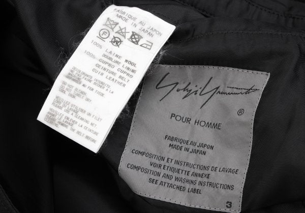 Yohji Yamamoto POUR HOMME 18AW Gabardine Coat Black Size 3