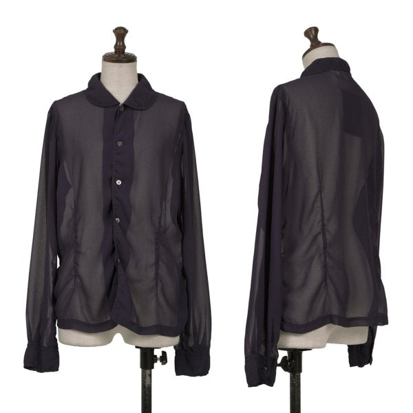 COMME des GARCONS Poly Puckering Sheer Button-Up Blue Size M