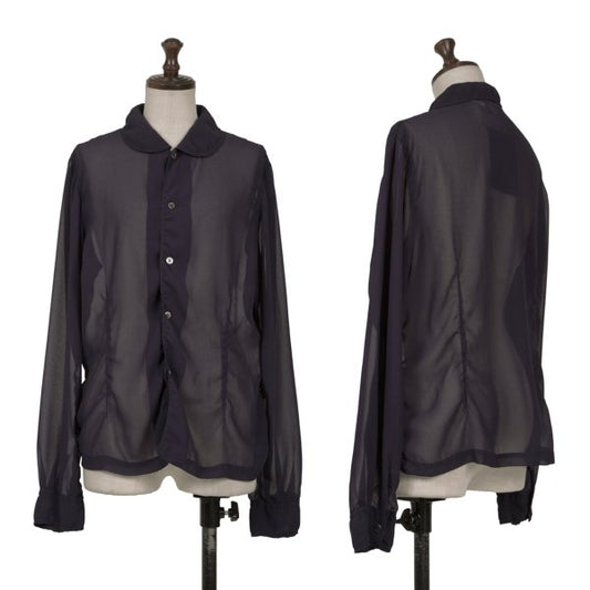 COMME des GARCONS Poly Puckering Sheer Button-Up Blue Size M