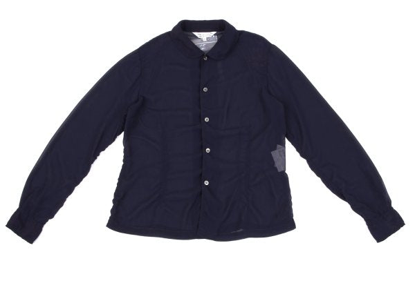 COMME des GARCONS Poly Puckering Sheer Button-Up Blue Size M