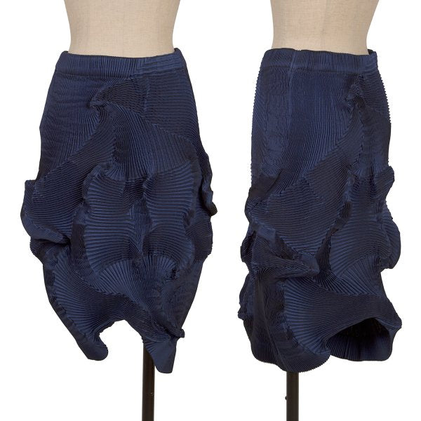 ISSEY MIYAKE 3D Pleated Asymmetrical Skirt Blue Size 2