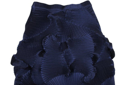 ISSEY MIYAKE 3D Pleated Asymmetrical Skirt Blue Size 2